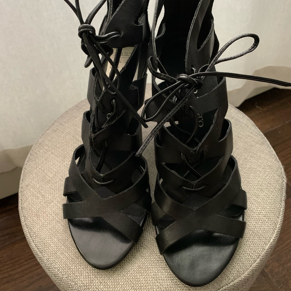 New! Franco Sarto Black Leather Shoes-7